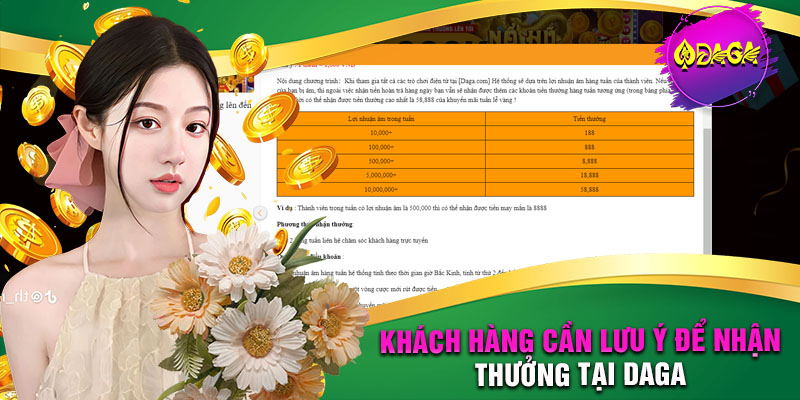 Lưu ý để nhận thưởng tại Daga